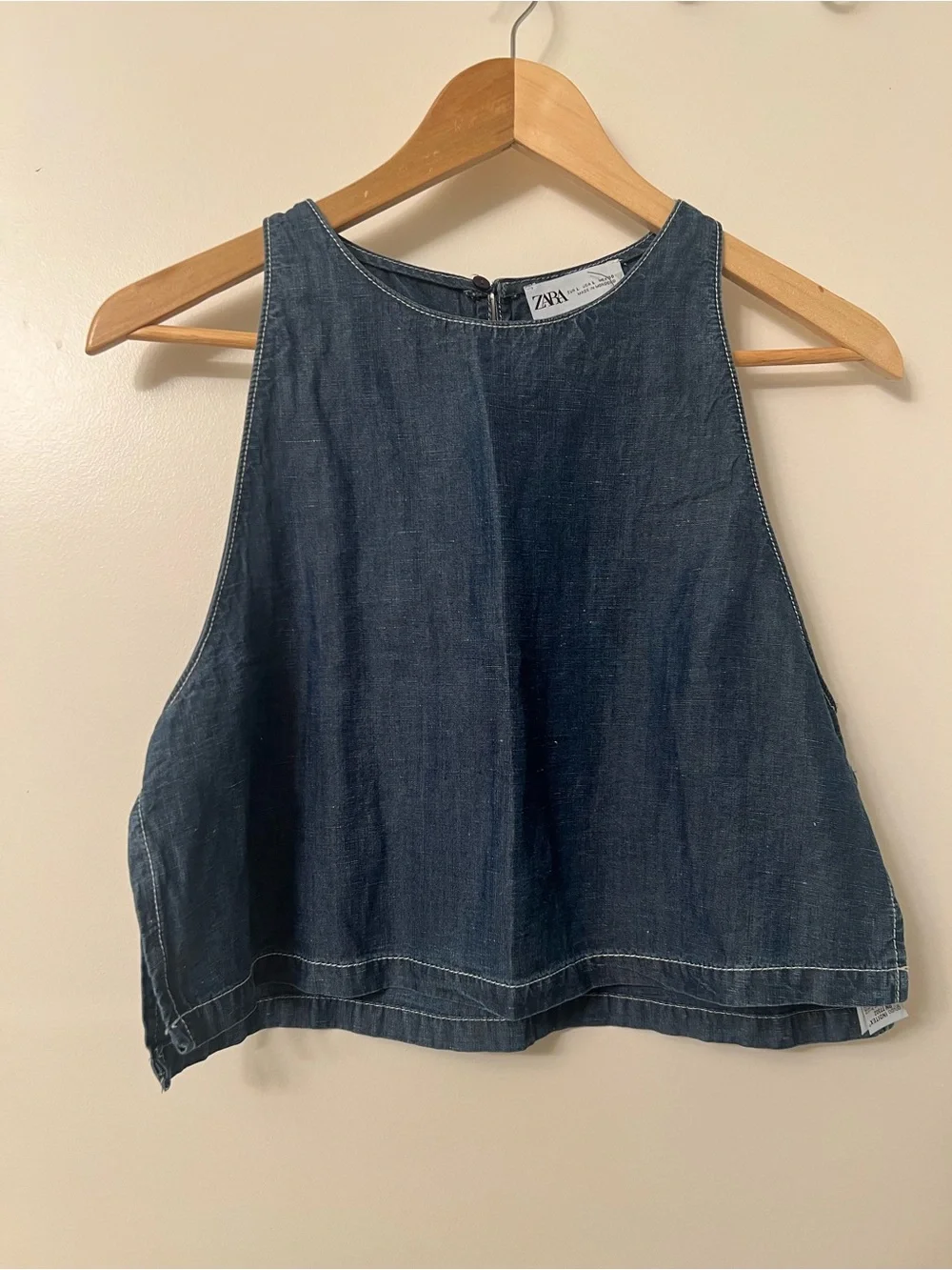 Zara Lyocell‑Linen Denim Top – Size Large - Picture 3 of 8